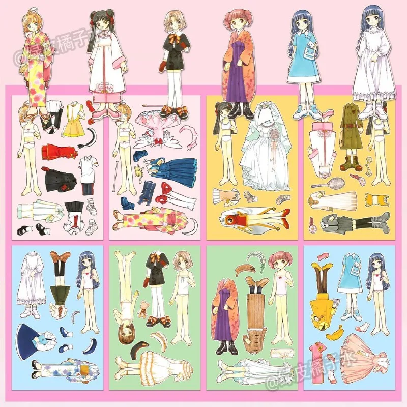 Cartão captor sakura outfit adesivos kinomoto sakura tomoyo daidoji anime periférico bonito dos desenhos animados criatividade diy adesivo presentes