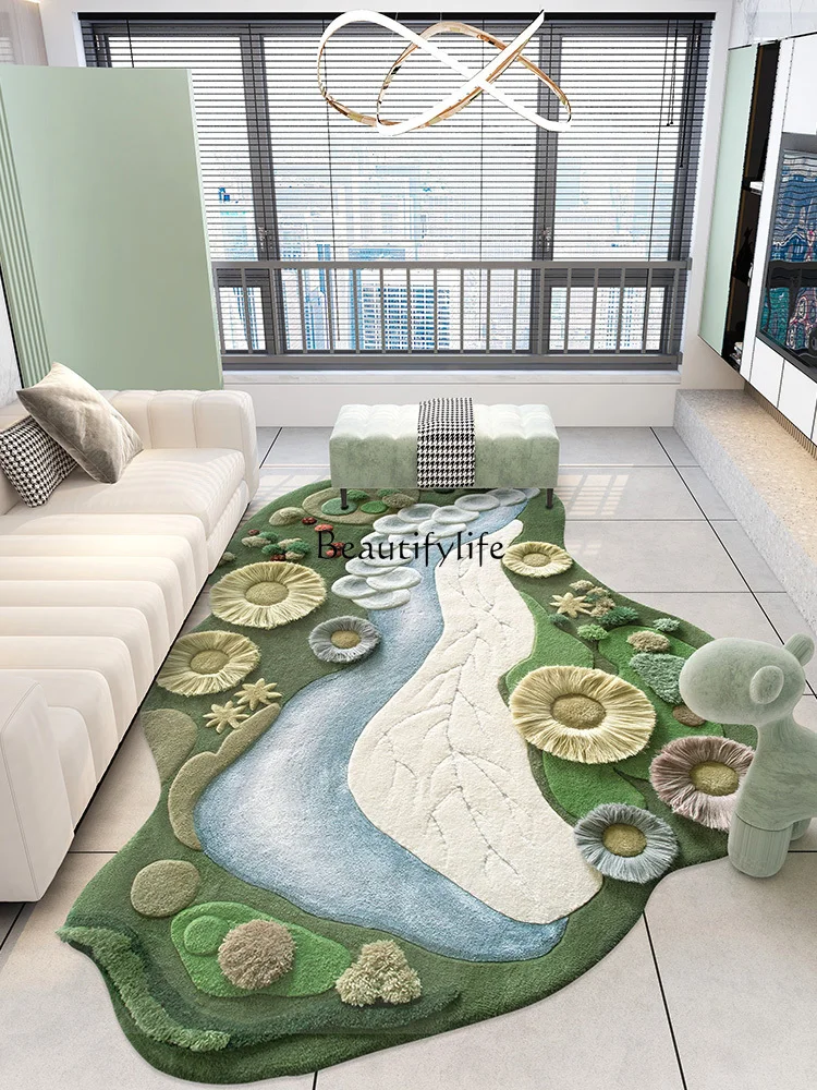 Handmade Living Room Bedroom Bedside Blanket Irregular Shaped Household Lawn Moss Wool Carpet