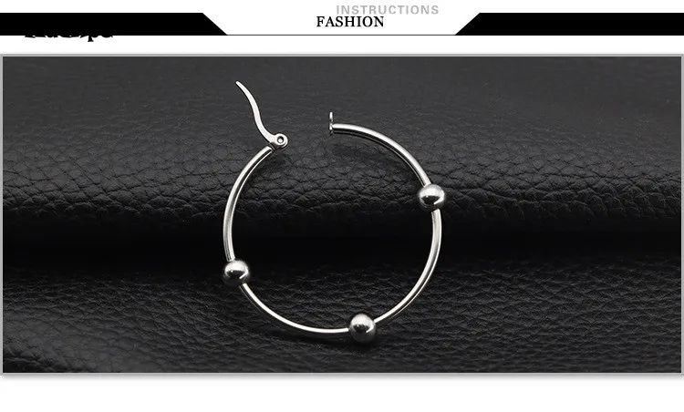 MadApe Simple Beads Round Hoop Earrings Stainless Steel Fashion Women Gold Color Ear Eircle Jewelry 4 Size Lady Gift Boucles