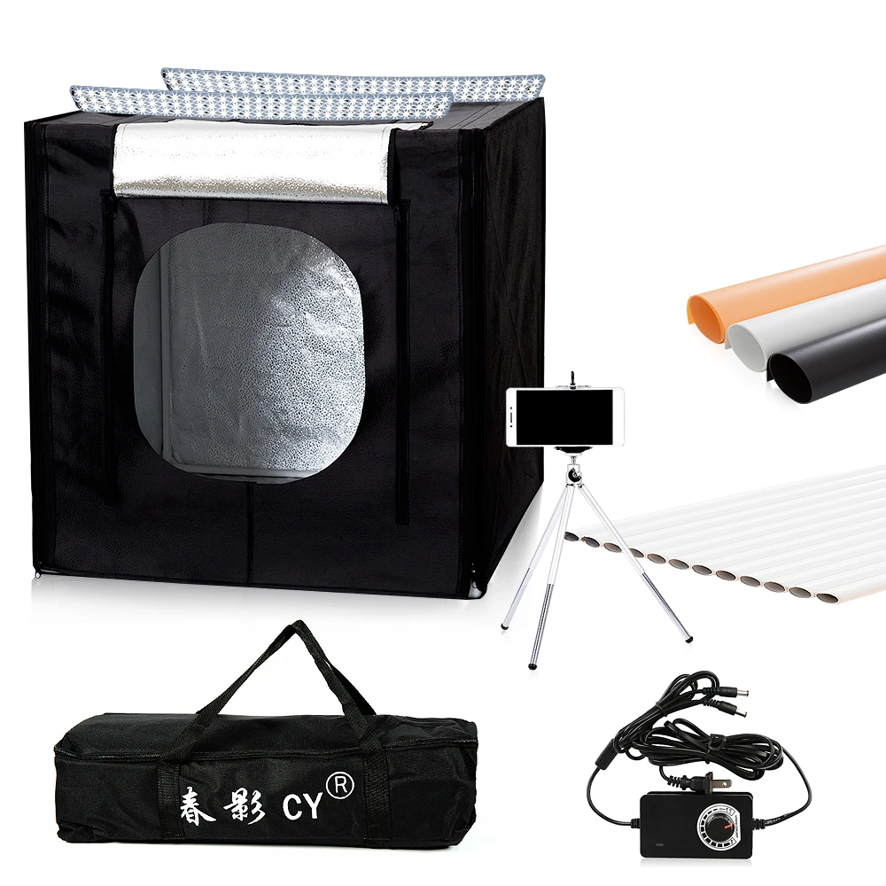 60*60cm LED Photo Studio light tent Tabletop Shooting SoftBox lightbox+Portable Bag+Dimmer switch AC adapter for Jewelry Toys