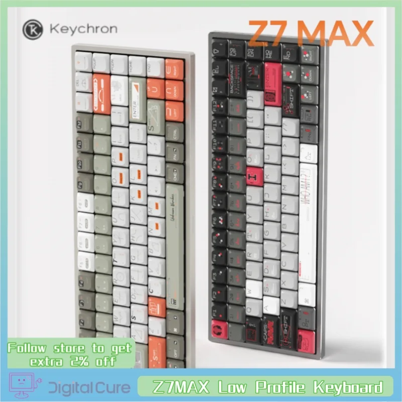 

Keych Z7max Трехрежимная низкопрофильная прокладка для клавиатуры Легкая 84-клавишная двойная система Mac/Win Rgb Полностью алюминиевый корпус с возможностью горячей замены
