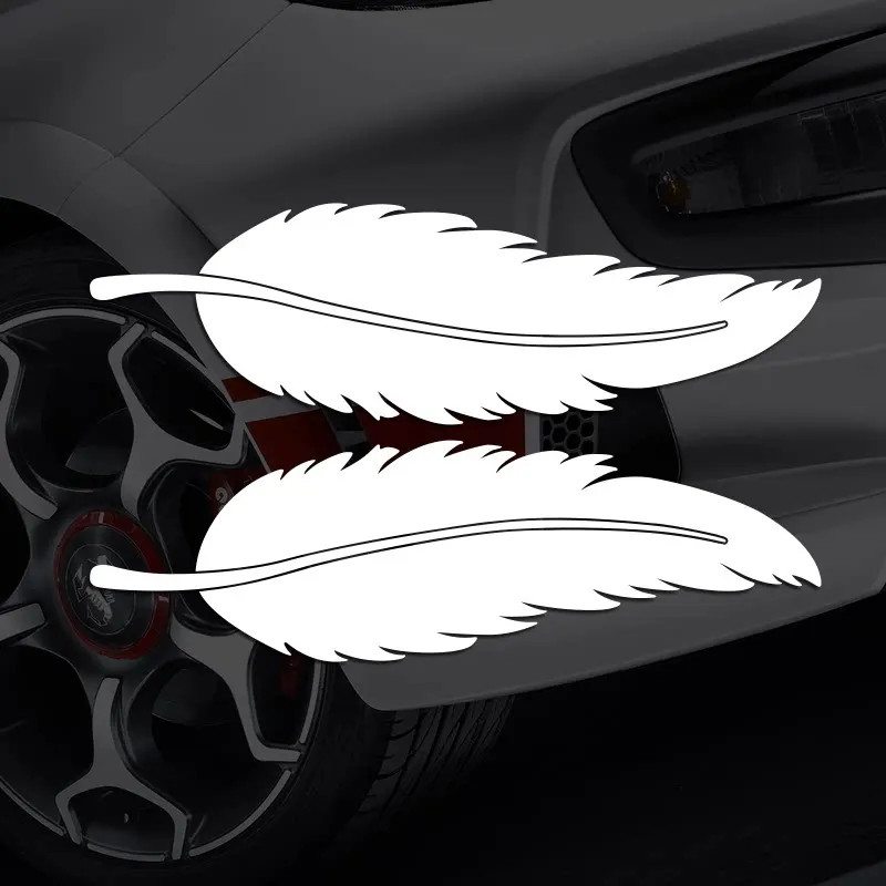 1set Feather Silhouette Vinyl Stickers, Waterproof Removable Decals for Car Interior Motorcycle Helmet Luggage Decor