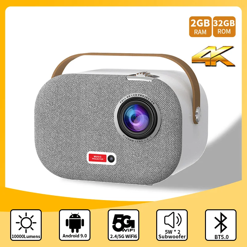 High definition projector indoor wall 1080P family gathering portable smart belt bracket large screen