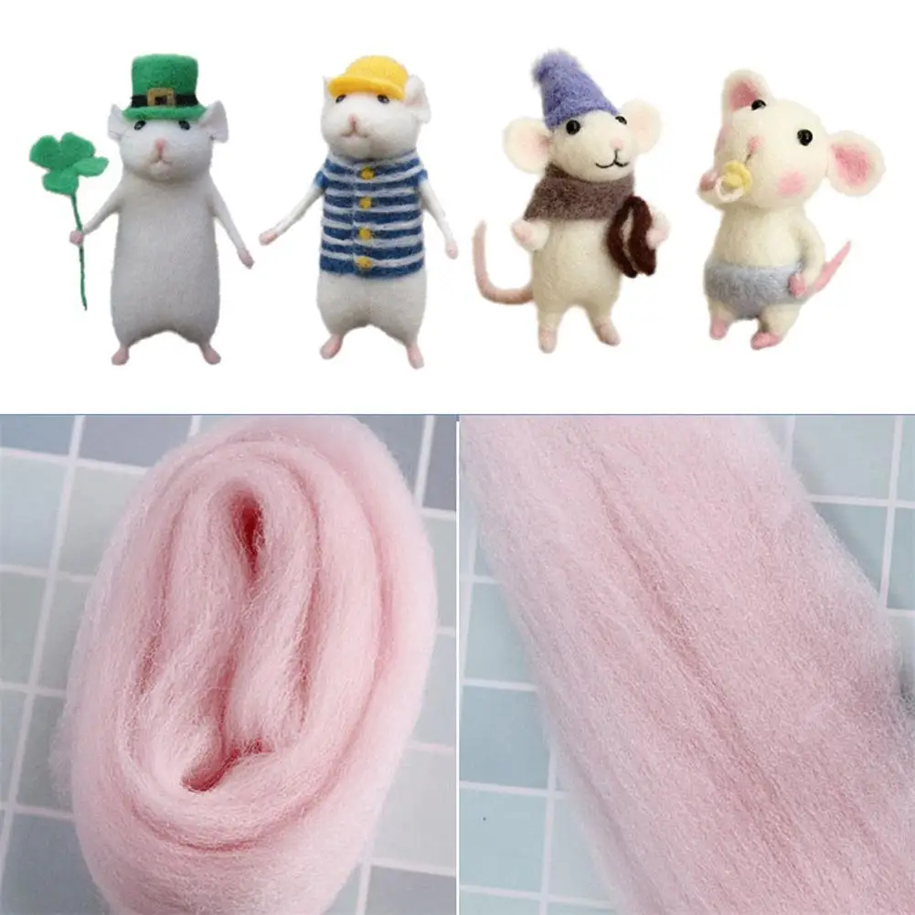 DIY Mouse Wool Felting Toy Doll Poked Needle Kit Package Wool Kits Non-Finished Handmade Material Bag Felt Toy Party Gift