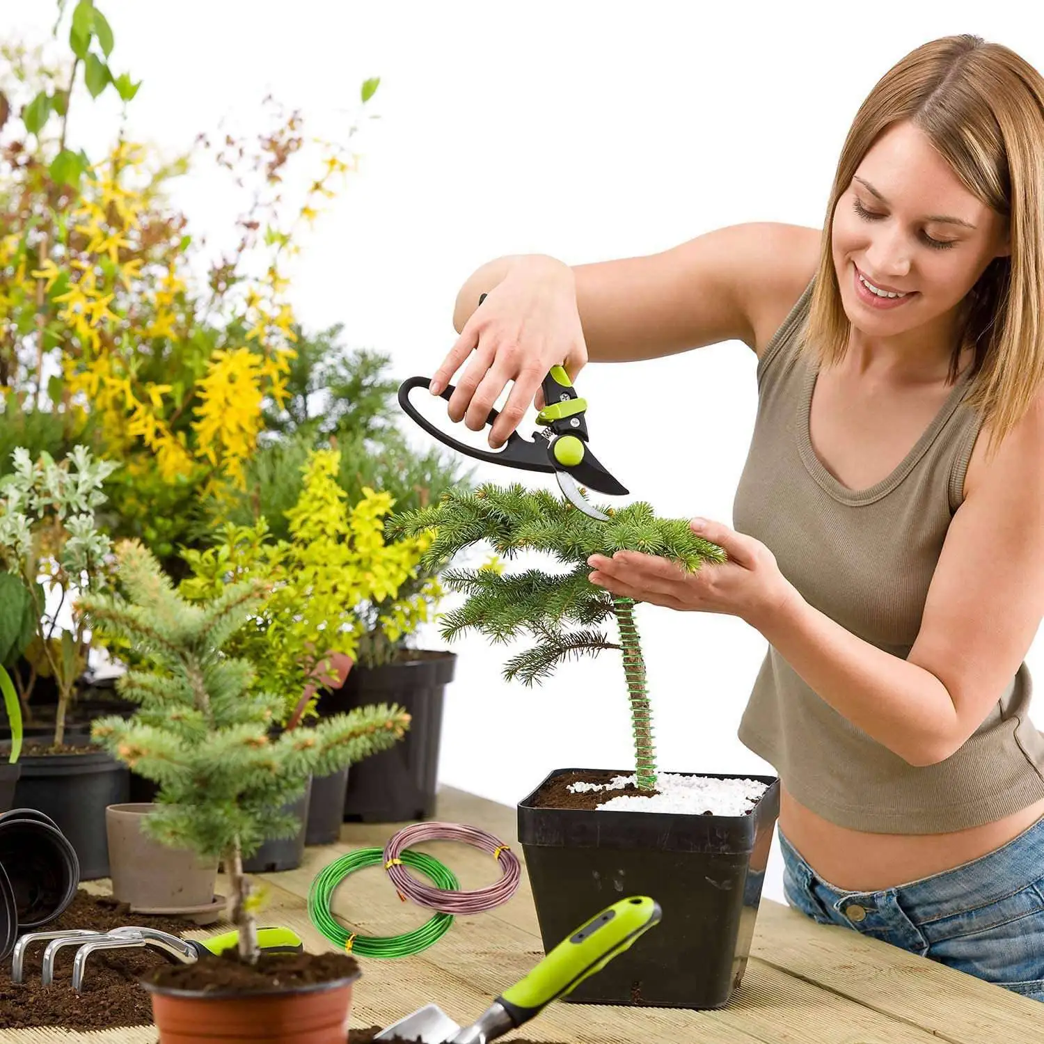 

A71P 9 рулонов проволоки для бонсай, проволока для формирования деревьев, анодированная алюминиевая проволока для бонсай, для комнатных деревьев бонсай