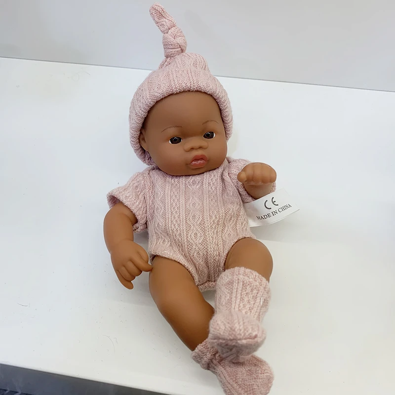 

20cm African Reborn Baby Toys Cute Bebe Reborn Dolls Full Silicone Vinyl Black Skin Baby Doll Girls Bath Play Toy Birthday Gifts