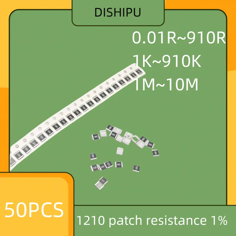 

50pcs 1210 patch resistance 1% 0.01R 1R 10R 100 Ohm 1K 4.7K 10K 47K 100K Ohm 1M 4.7M