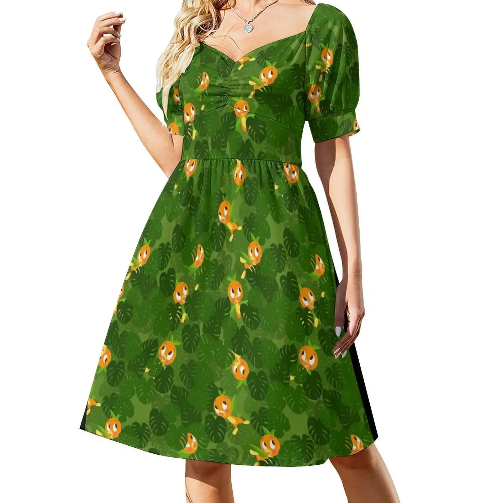 

Orange Birdies! Short Sleeved Dress Women's summer dresses summer clothes Dress