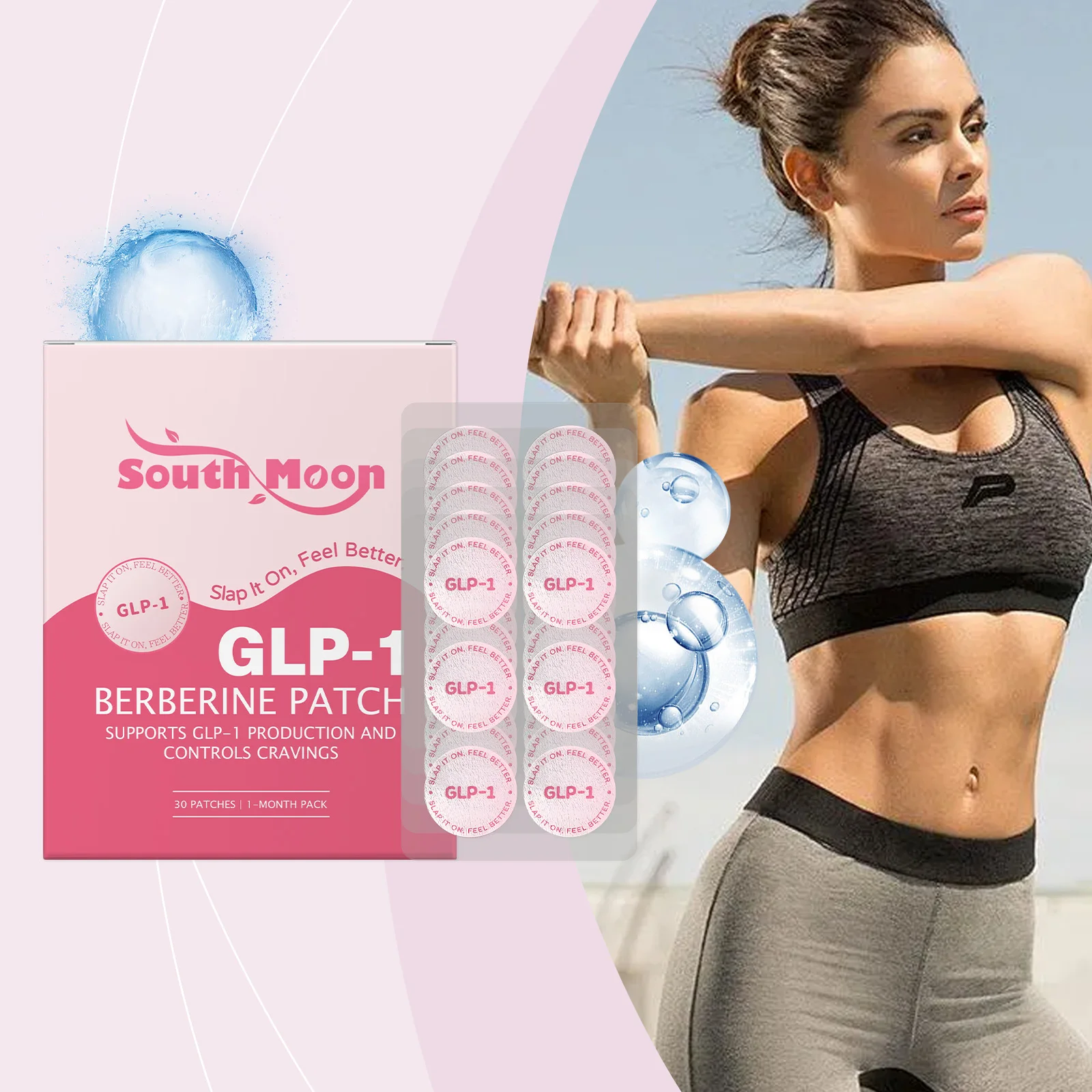 

South Moon Body Care GLP-1 Пластырь для похудения Нежный уход Потеря жира в животе Потеря веса Ежедневная жизненная сила Удобный пластырь для ухода за телом