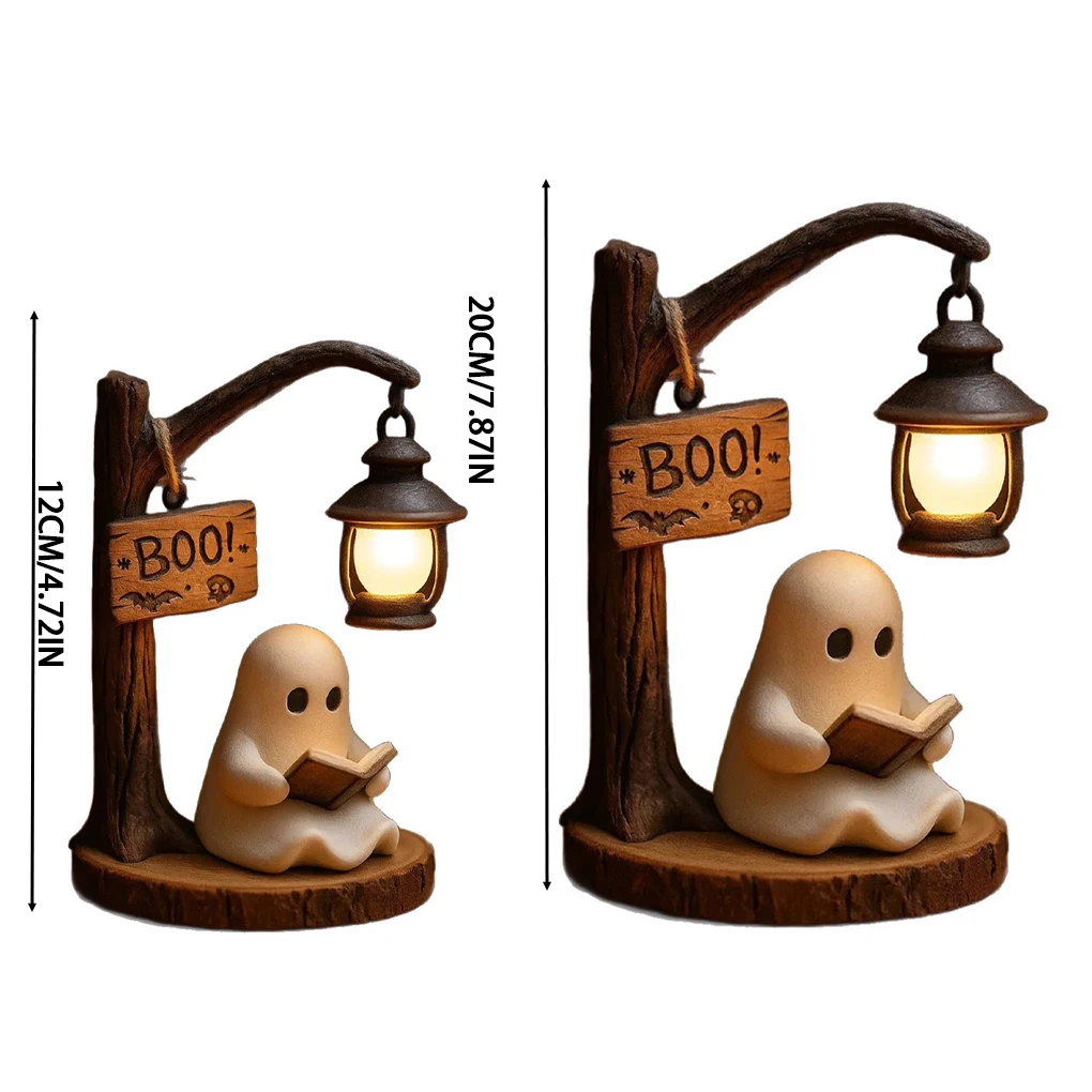 Halloween-Geister-Lichter, bezaubernde Lichter, Bücherregal, Geister-Leselampen, multifunktionale dekorative Lampen, niedlich, 12 cm