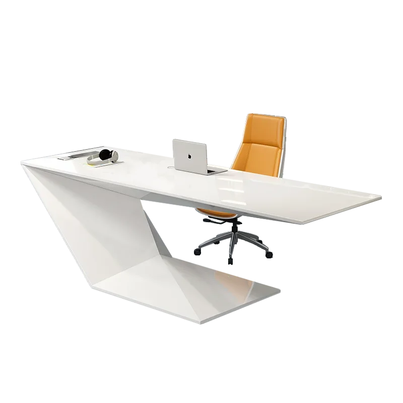 

White Desk Single Office Desk Paint Boss Table and Chair Combination Fashion Lady