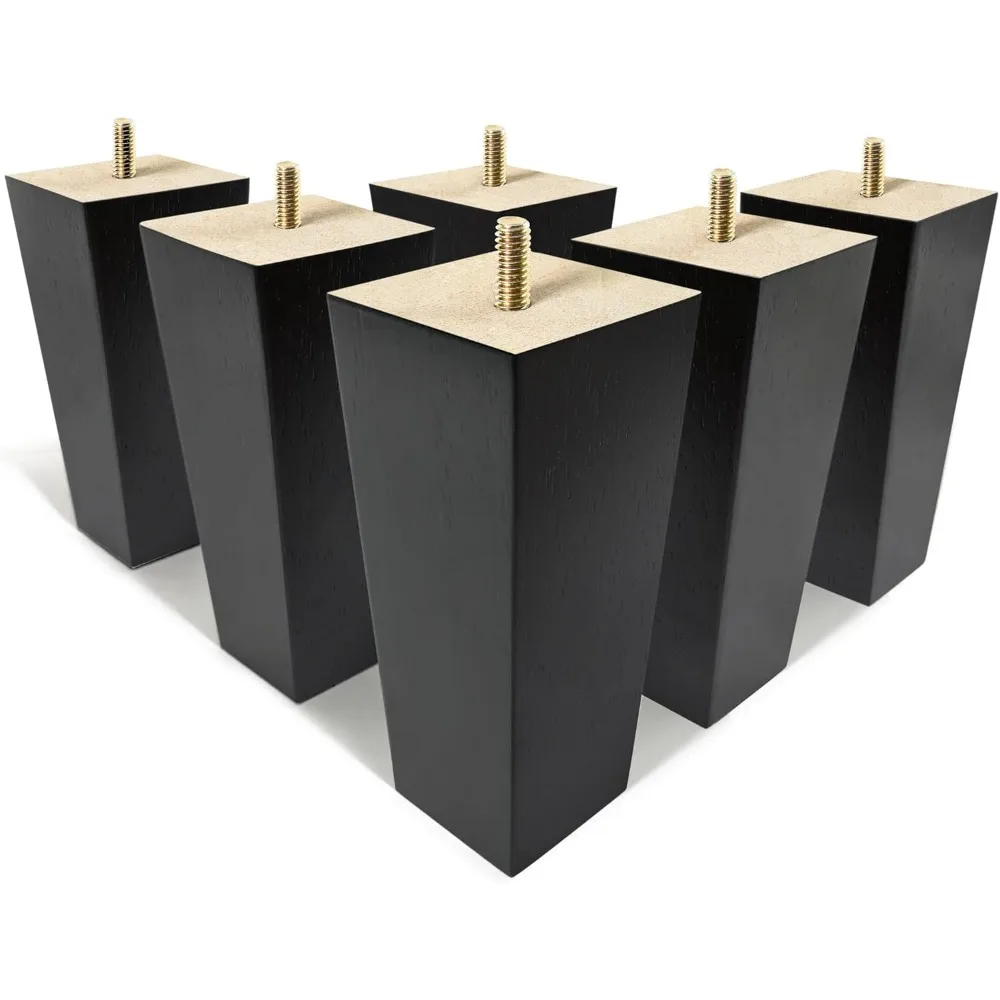 

6 inch Furniture Legs Black Couch Legs Set of 6 Ottoman Replacement Sofa Legs for Sectional, Dresser, Recliner, Nightsta