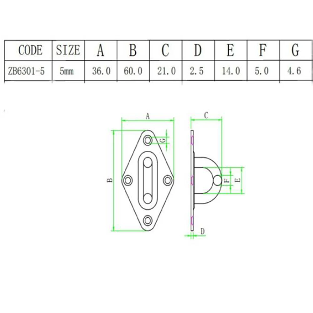 High Reliability Stable Characteristics 2pcs 316 Grade Stainless Steel Diamond Eyeplate Boat Eye Plate Marine Stainless Steel