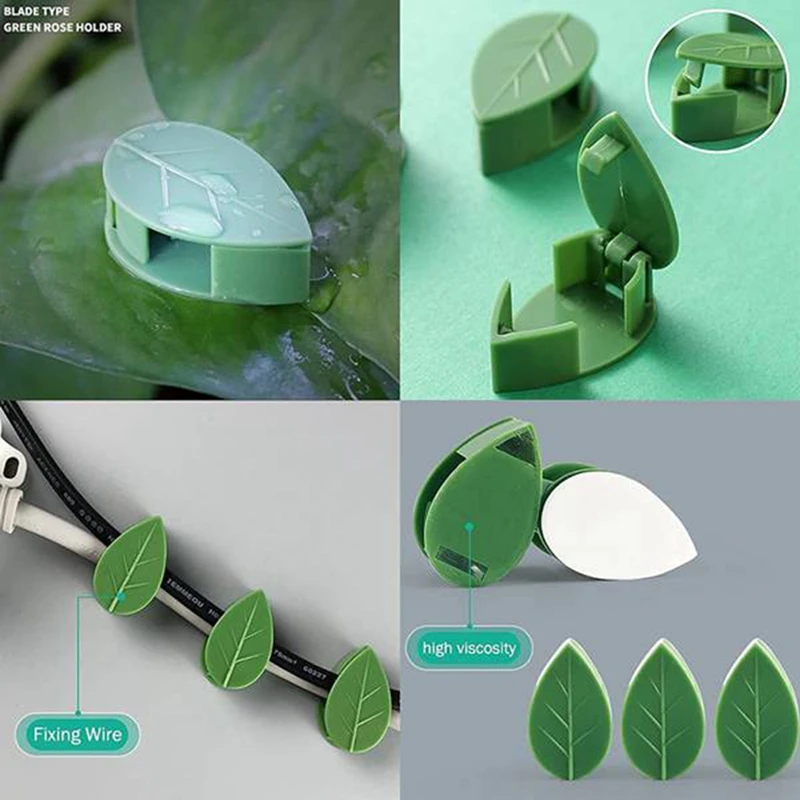 80Pcs Plant Climbing Wall Fixture Clips Plant Fixer Vines Garden Green Leaf Plant Wall Clips Vines Holder For Wall Decor