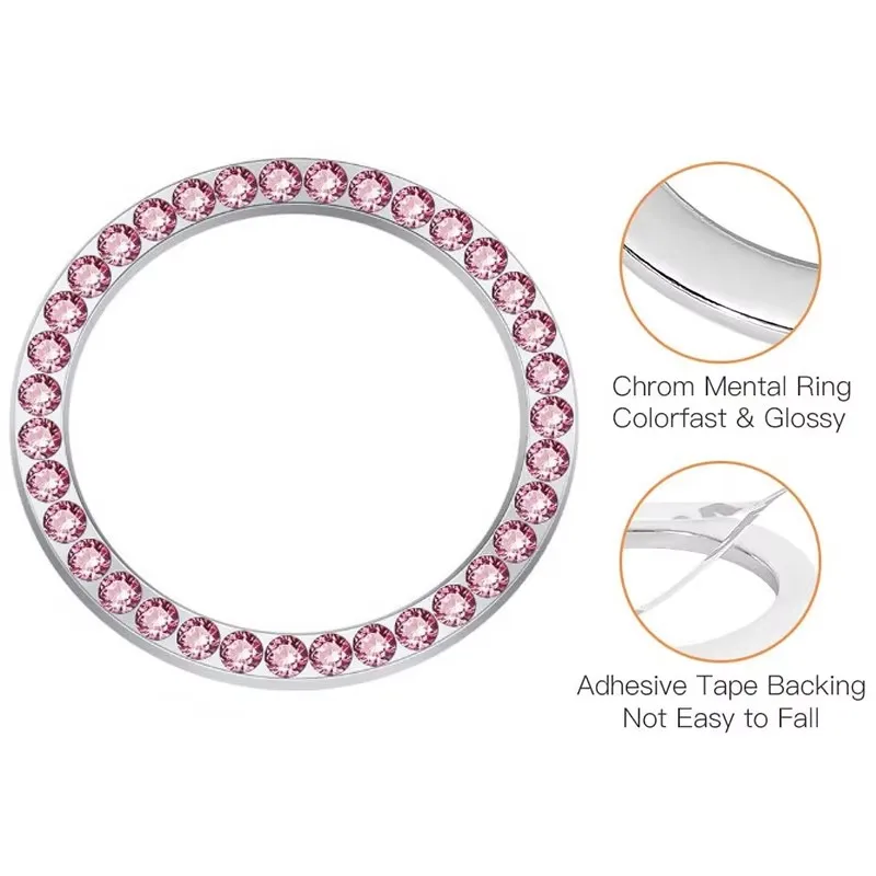 New Car One-key Start Button Decoration Ring with Diamond Rhinestone Circle Start Stop Switch Ring Car Interior Accessories image 4