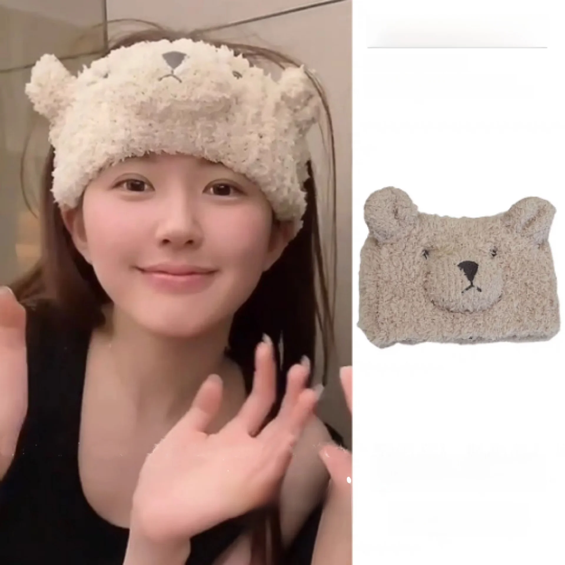 

Удобная повязка для волос с большой головой и коралловым медведем, женская послеродовая широкая резинка для волос с лицом, милый аксессуар Faion