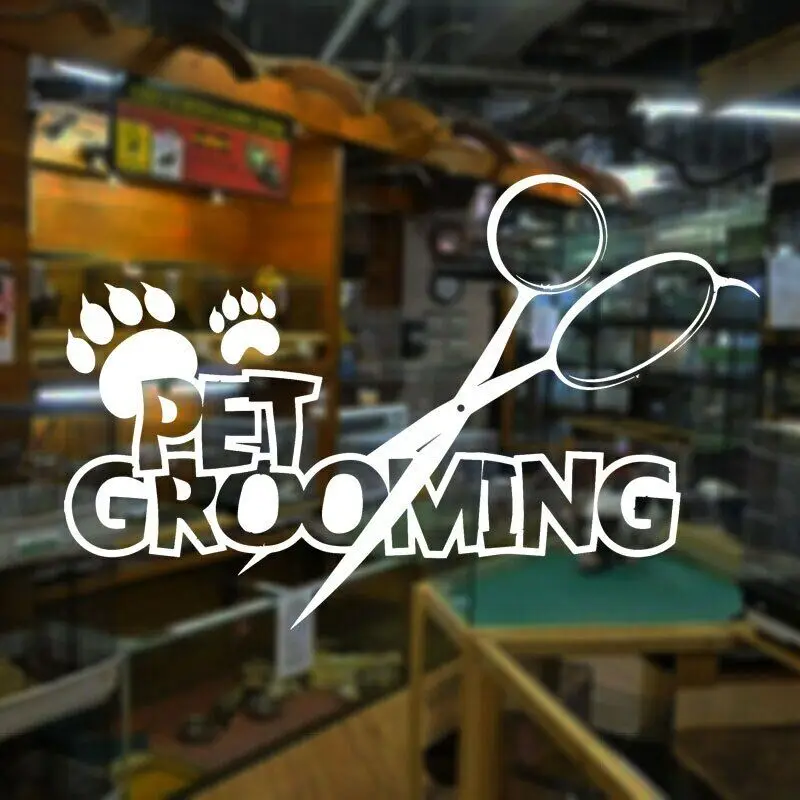 Pielęgnacja zwierząt domowych ścianę salonu naklejka Home Decor Paw Pet Store znak klinika weterynaryjna zwierzęta drzwi okno naklejki Vinyl murale 2079 — zdjęcie 3