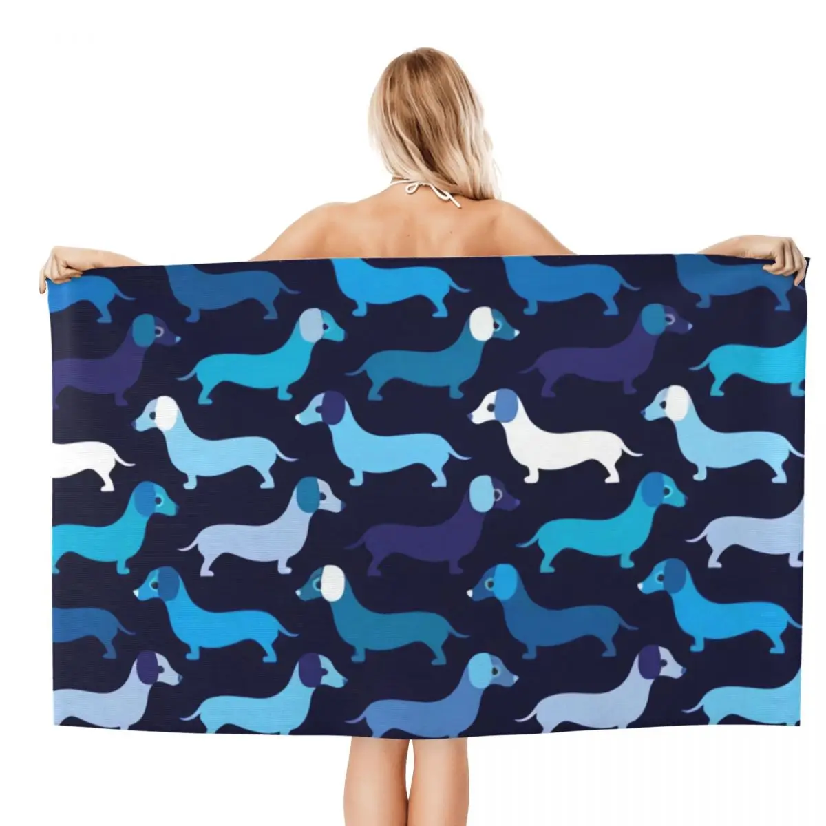 Custom Badger Sausage Puppy Beach Towel Quick Dry Dachshund Dog Super Soft Microfiber Shower Sauna Towels