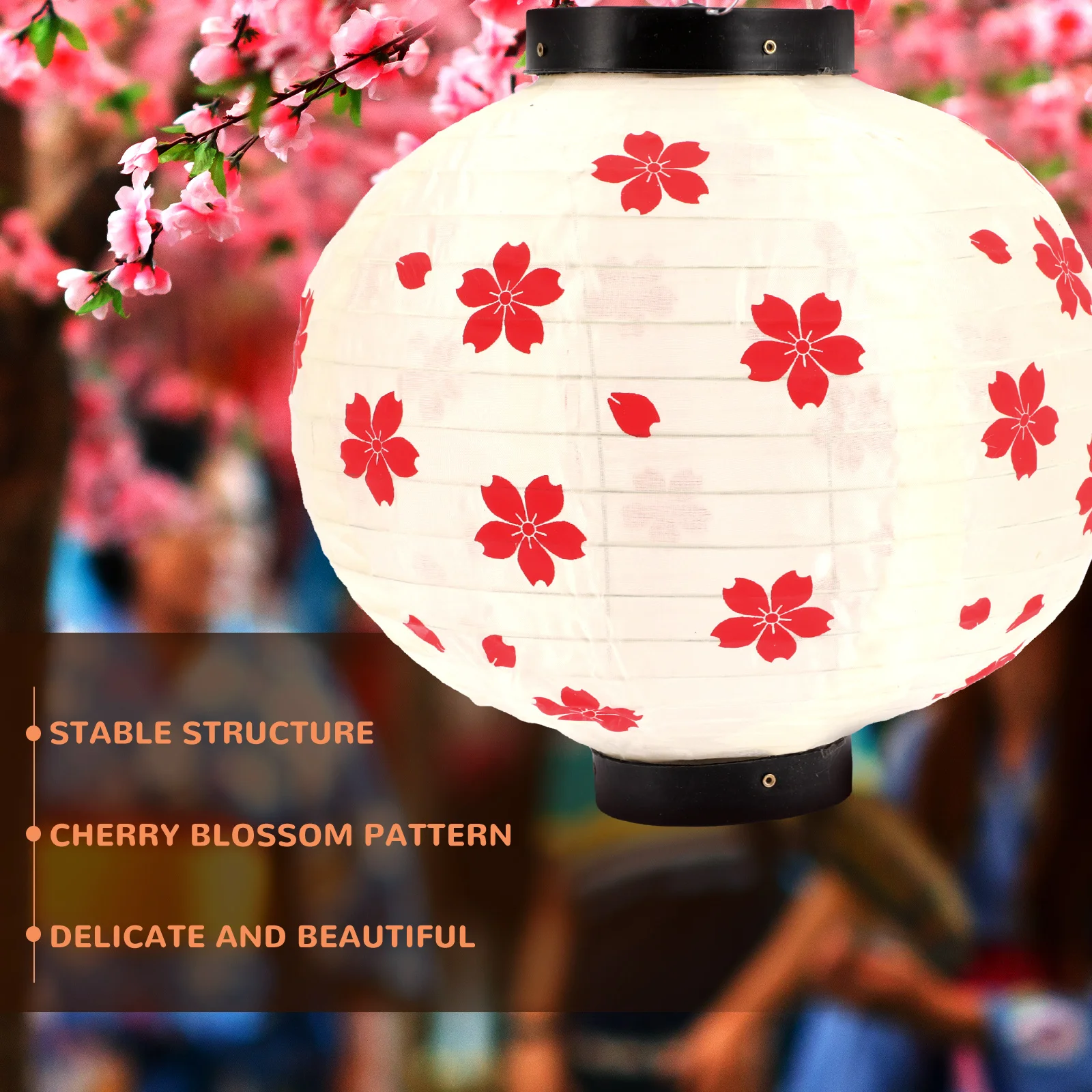 

Japanese Lantern Foldable Structure Cherry Flower Design Decorative Restaurant Outdoor Indoor Party Lamp