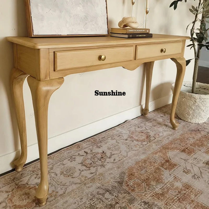 American simple solid wood desk study bedroom home desk student writing table retro workbench