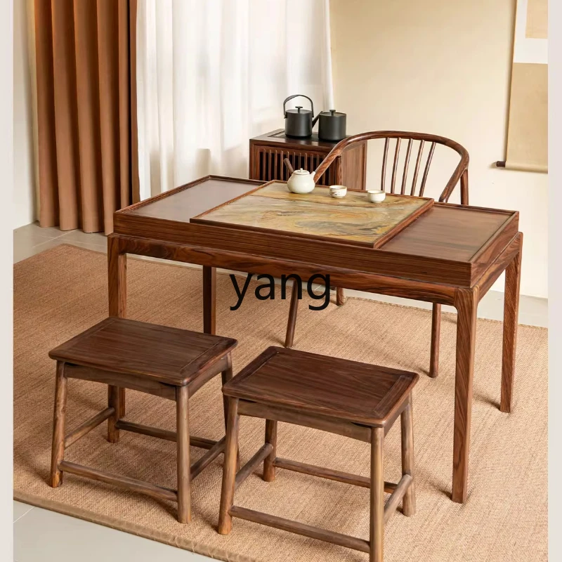 

YHM new Chinese pure solid wood table and chair combination Zen tea room