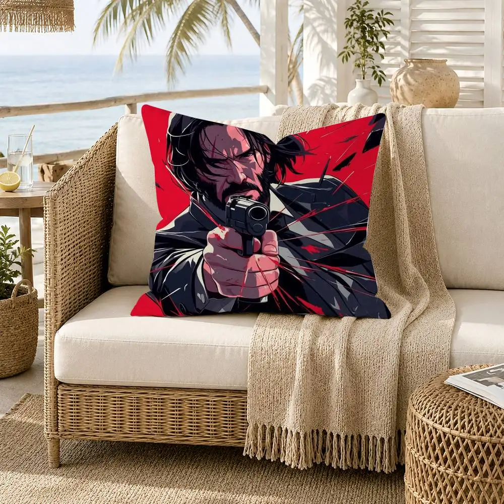 M-Movie Character J-John W-Wick Pillow Case for Sofa Living Room Home office Decor Protective Cover