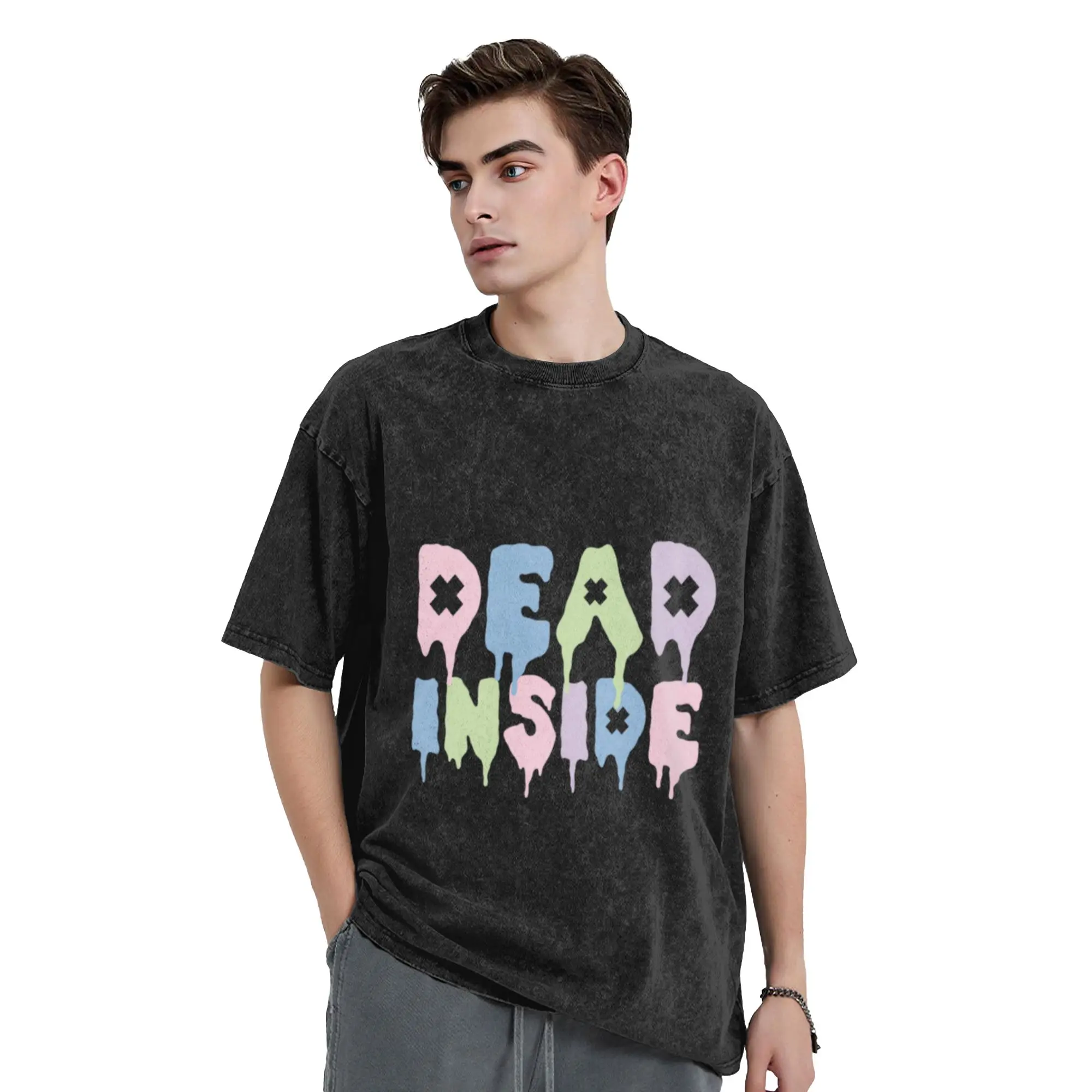 Pastel Goth   Dead Inside   Kawaii Creepy Cute Classic Chic A Vintage Oversized Cotton Unisex T-Shirts