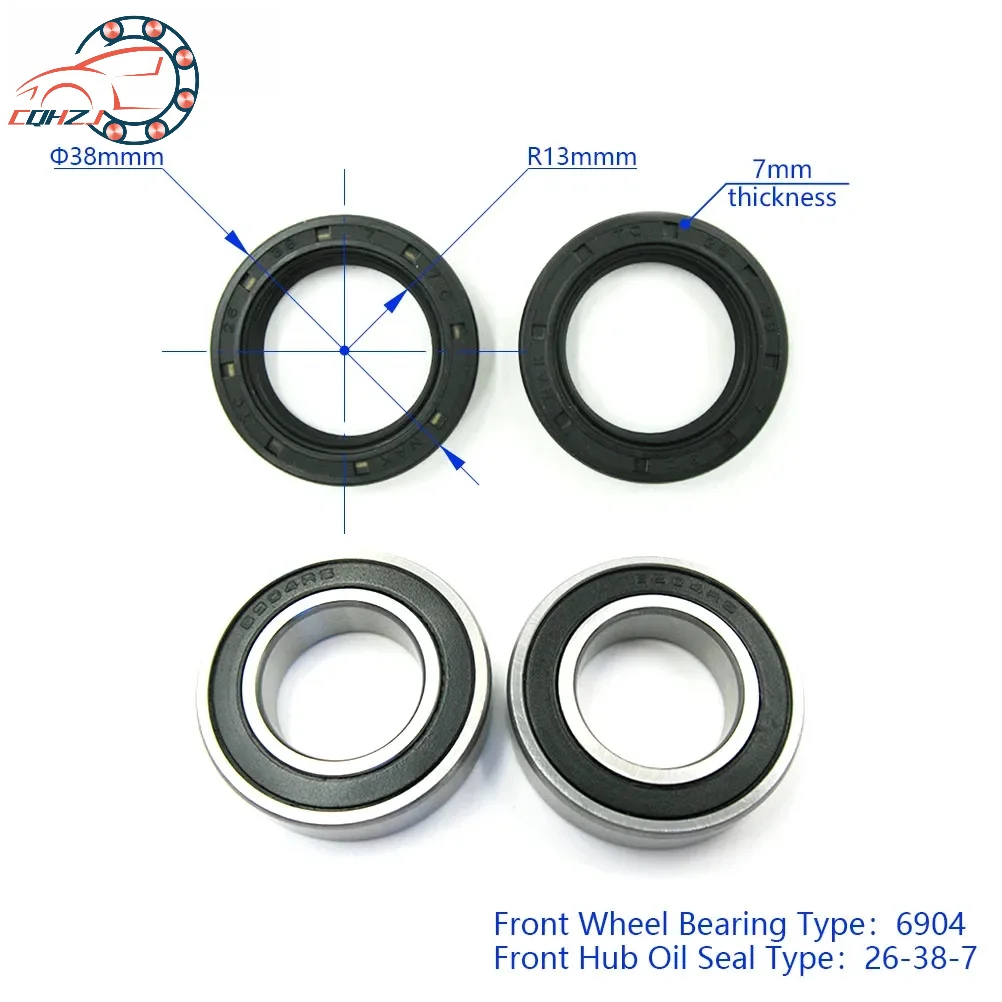 CQHZJ Motorcycle 6904 Front Wheel Bearing 26*38*7mm Hub Oil Seal Kit Roller For YAMAHA YZ250F YZ250FX YZ450F Motocross Accessory