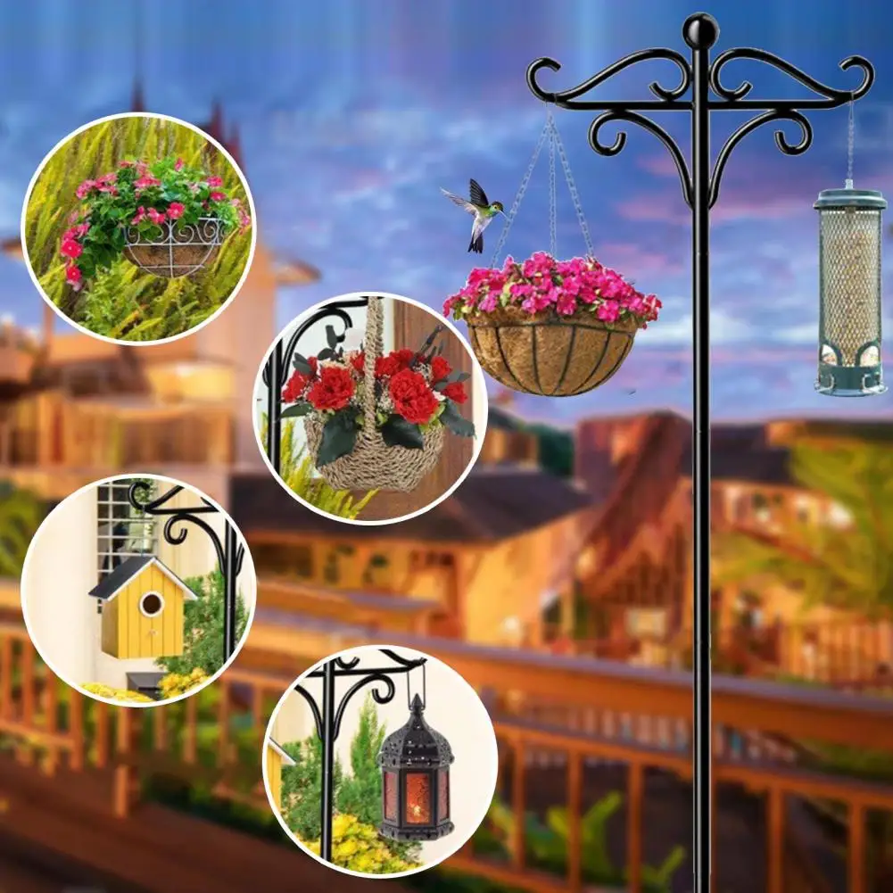 5 Prong Base Heavy Duty Anti-rust Outdoor Garden Bird Feeder Hook Holder Flower Basket Hanger Solar Light Lantern Pole Stand