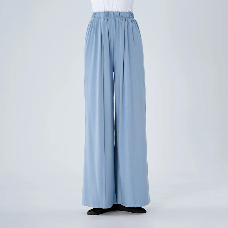 Pantaloni a gamba larga da donna con elastico in vita Pantaloni dritti modali larghi per adolescenti Pantaloni da danza classica per adulti Pantaloni a gamba dritta