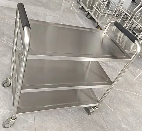 

Restaurant Stainless Steel Europe American Food Service Cart Hotel Kitchen Dining Serving Trolley