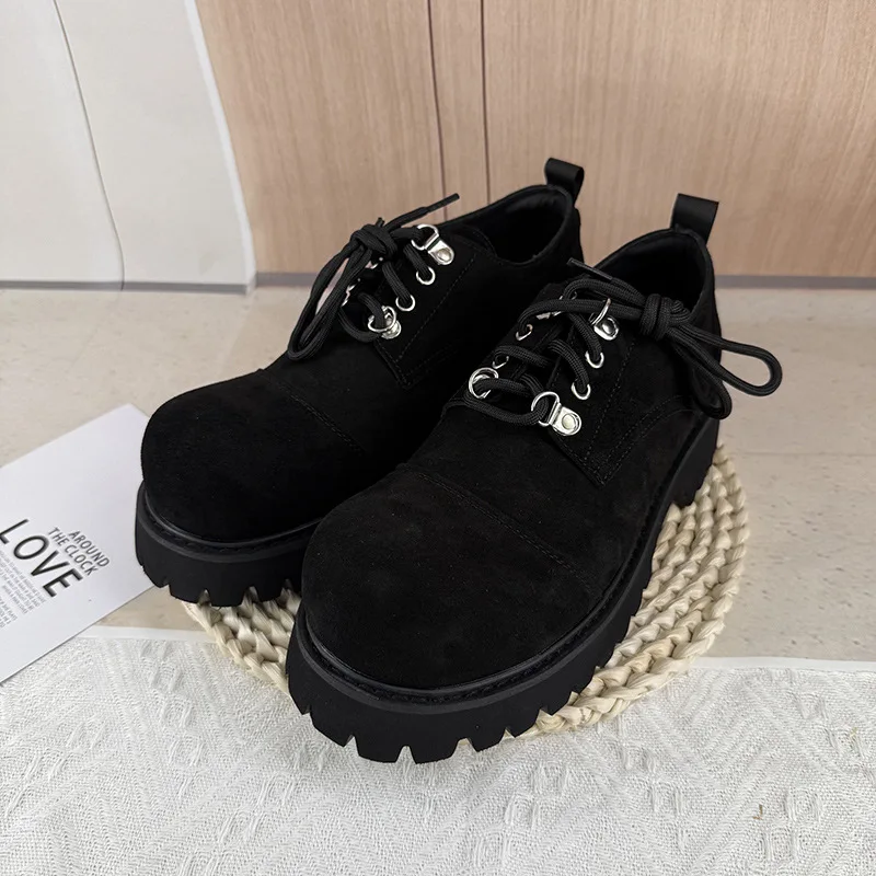 

New Men's Business Shoes Round Toe Formal Leather Shoes Black Casual Work Shoe Non Slip Lace Up Male Loafers Zapatos Homme