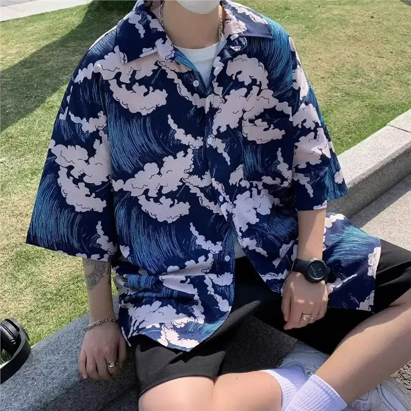 

Loose Fit Ice Silk ort Sve Men's irt Thin Summer Outerwear Casual Sle Four-Five Sve Top Breathable Lightweight