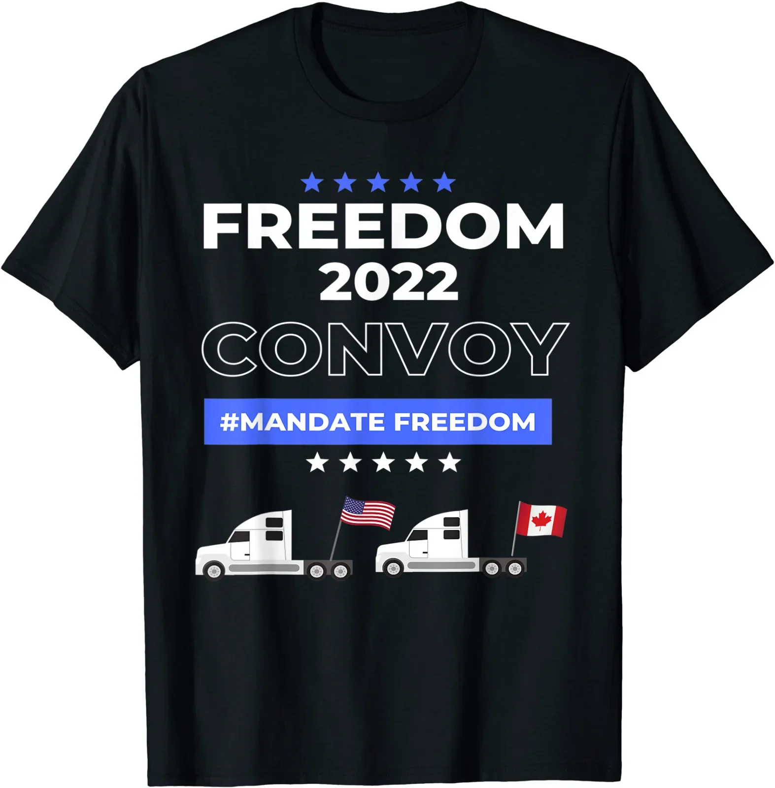 Freedom 2022 Convoy USA and Canada Supports Our Truckers Funny Design Short  Sleeve Tshirts For Men S-3XL