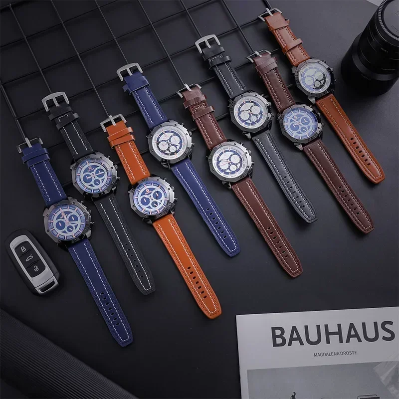 Fashion Casual Men Casual Watch Automatic Date Leather Belt High Quality Fashion Waterproof Casual Men Watch for Outdoor