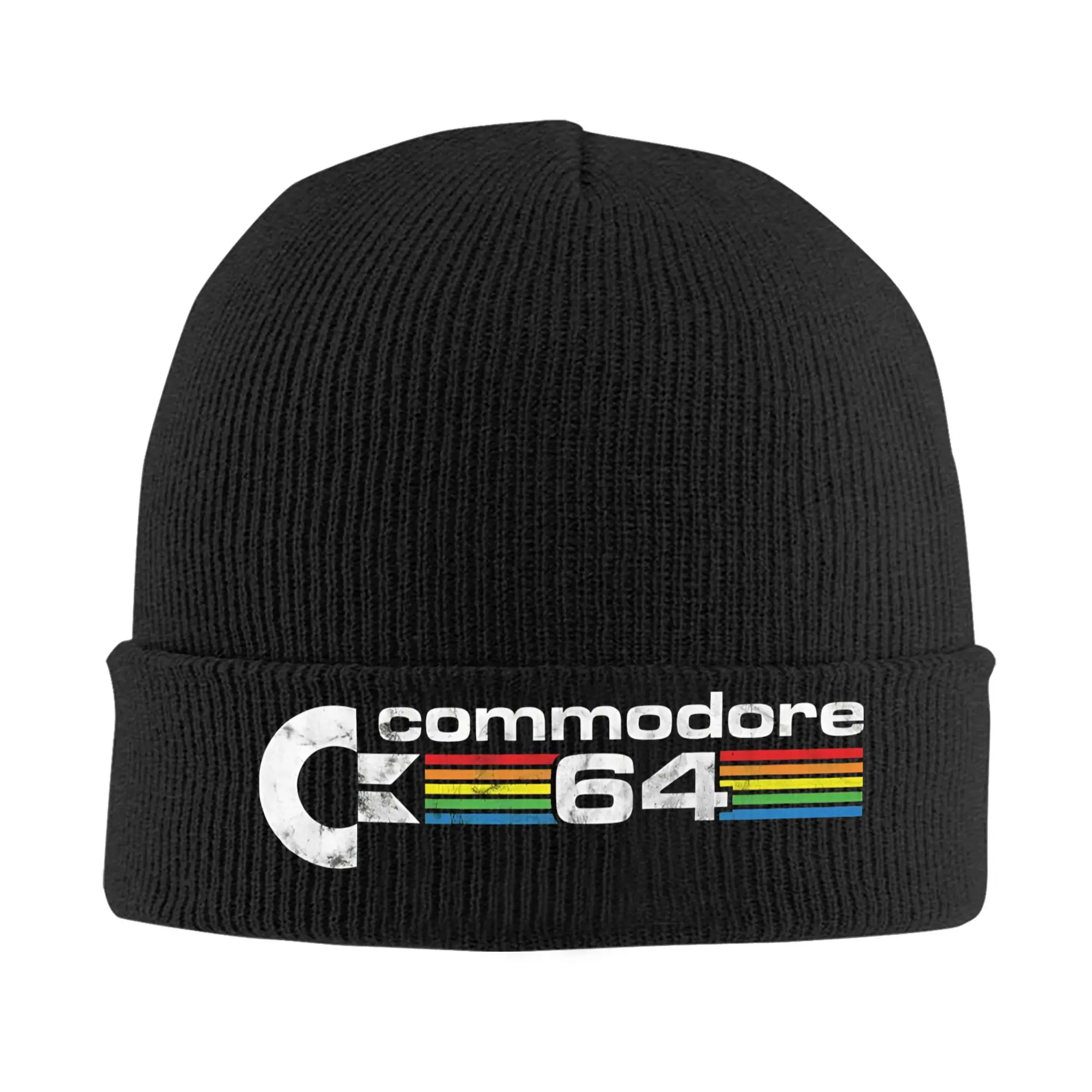 Commodore 64 retro logo Knitted Hat  Cool Caps Men Women Outdoor Beanie Hats Autumn Winter Graphic Elastic Bonnet Hats