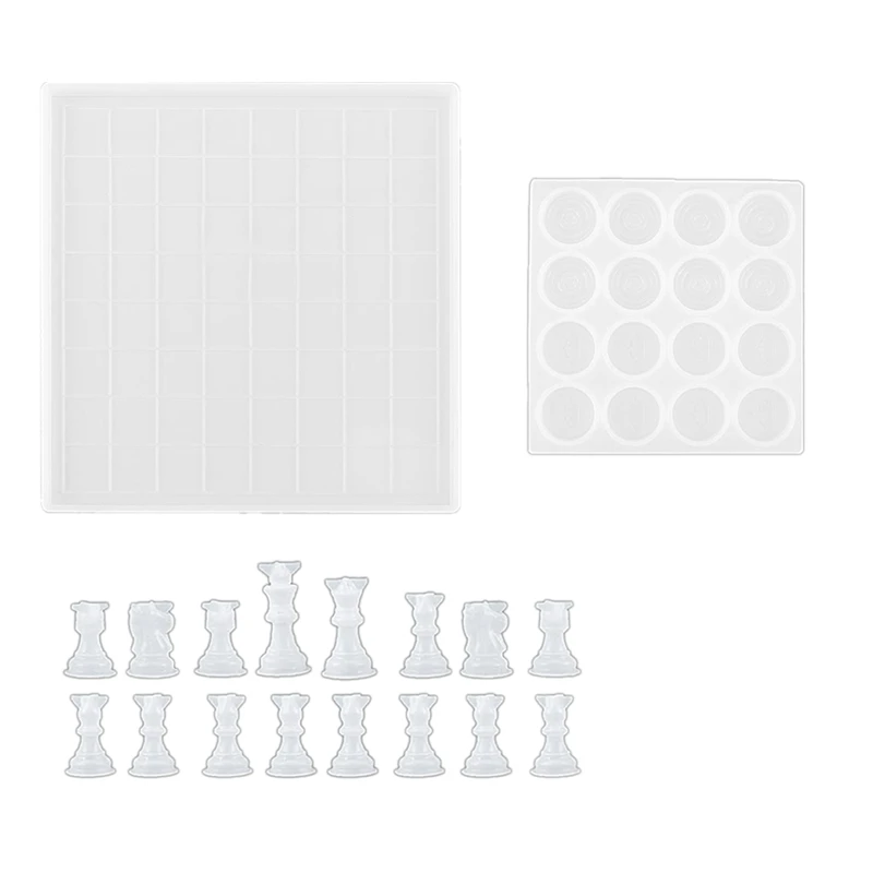 

Chess Set With Checkers Board Silicone Resin Mold,3D Chess Crystal Epoxy Casting Molds For DIY Art Crafts Making