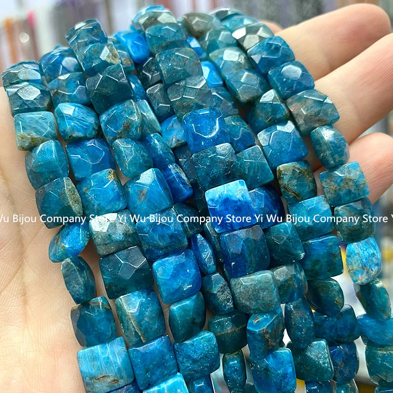 Natural Stone 5x10x10MM Flat Square Blue Apatite Faceted Gemstone Loose Spacer Beads for Jewelry Making Diy Bracelet Accessories - Image 5