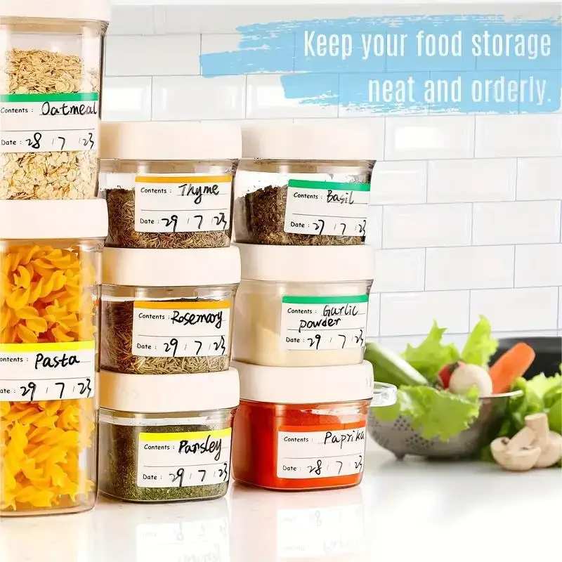 

100Pieces Colorful Refrigerator Labels Food Storage Stickers Containers Can Jar Boxes Refrigerator Removable Freezer Labels