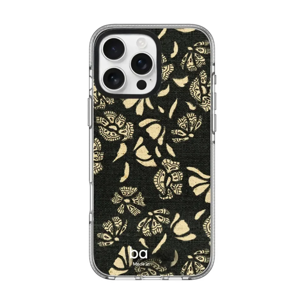 

Black Background Flowers Acrylic White Border Magnetic Phone Case Cover for IPhone 17 16 15 14 13 12 Pro Max Case