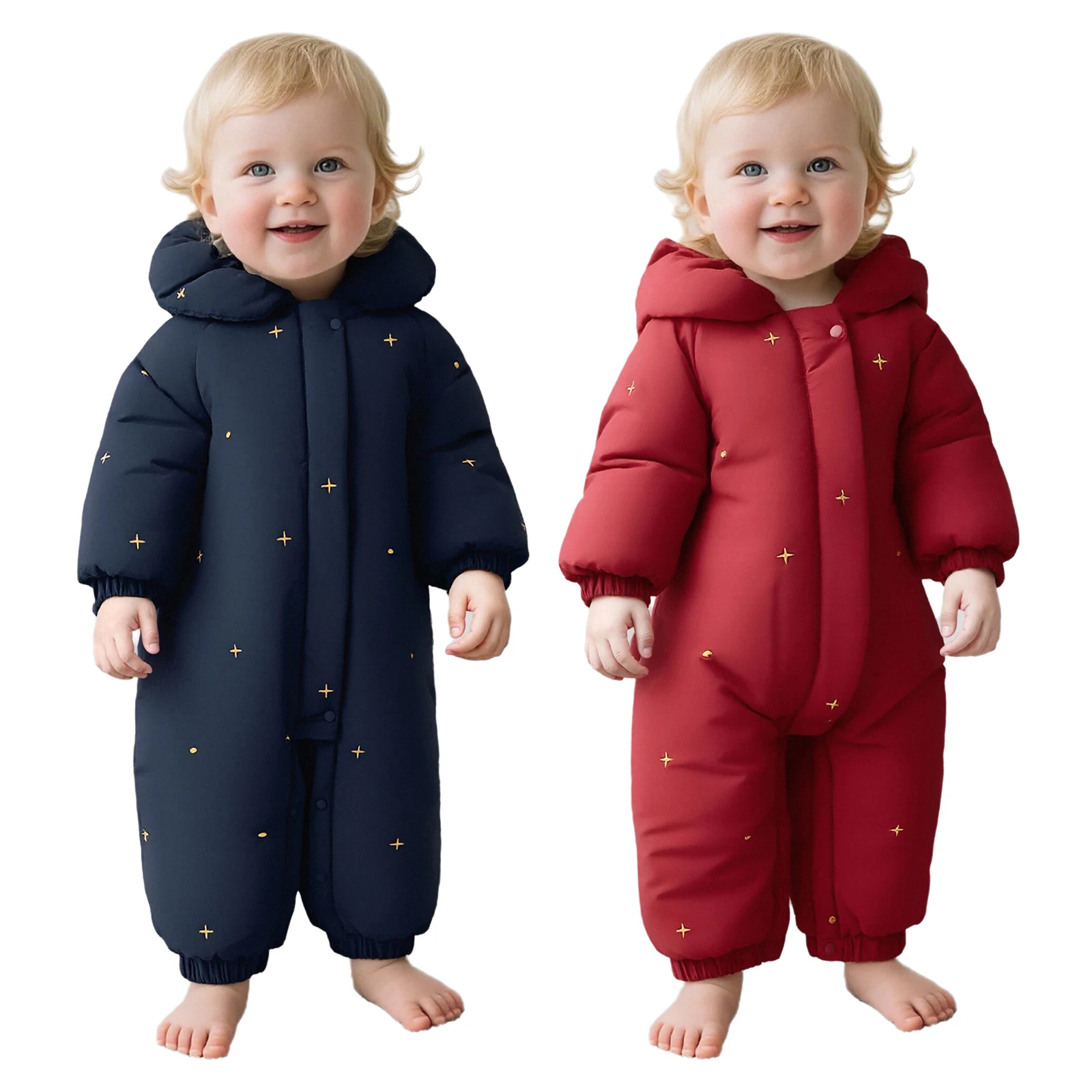 الرضع طباعة سميكة مقنعين السروال القصير الشتاء الدافئة سنوسويت ملابس خارجية سحاب أكمام طويلة مبطنة بالقطن بذلة للحزب اليومي