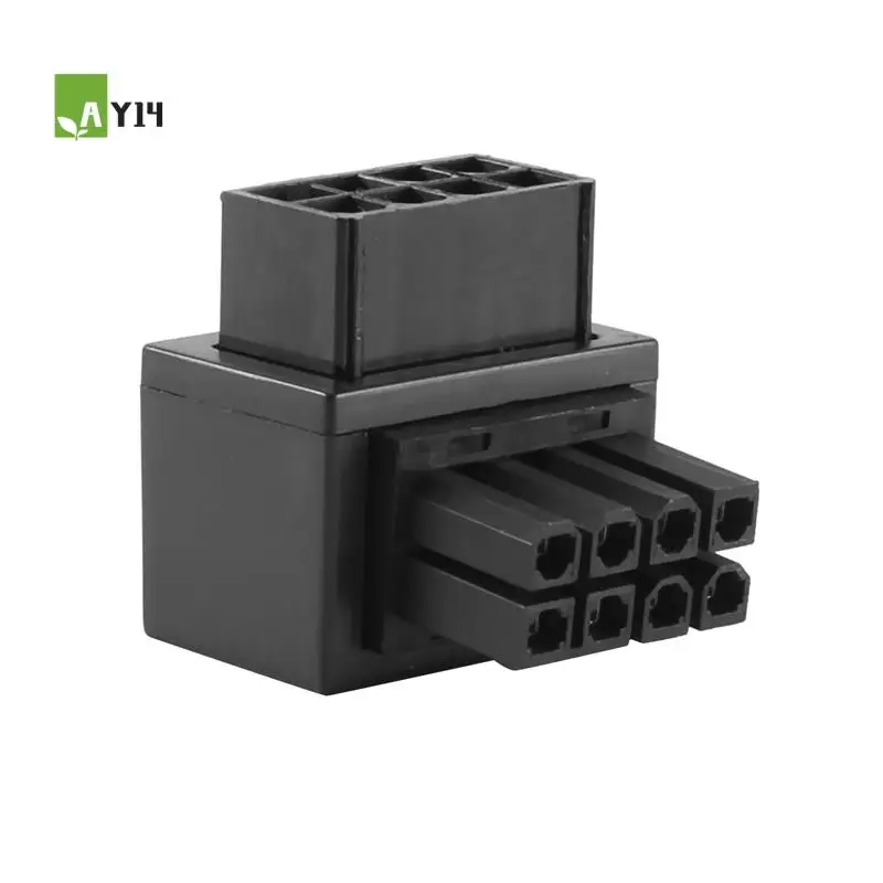AY14 -ATX 8Pin Female 90 Degree Angled To 8 Pin Male Power Adapter GPU Power Steering Connector For Graphics Video Card GPU