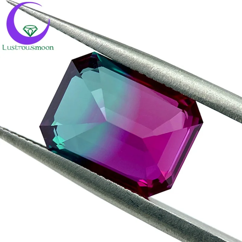 Nowe Kolorowe Syntetyczne Kamienie Szafirowe Hodowlane w Laboratorium, Szlifowane do Szlifu Szmaragdowego, Kolor Arbuzowy, Kamienie Syntetyczne, Kamienie Luzem, Certyfikat AGL, Dostępne Rozmiary na Zamówienie