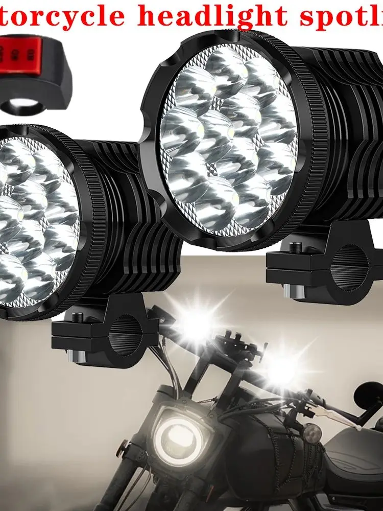 Moto Projecteur DC12-80V Auxiliaire 12 LED Sauna Lumières Longue Portée Avant Supplémentaire Électrique pour Hurcycles RL UTV Antibrouillard