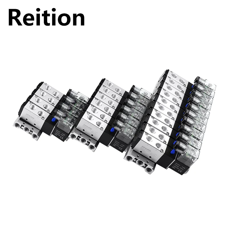 

12/24V DC 110/220V AC 5 Way 4V210-08 Multi Option Pneumatic Solenoid Valve Block With Muffler Fitting Base Manifold ﻿ ﻿
