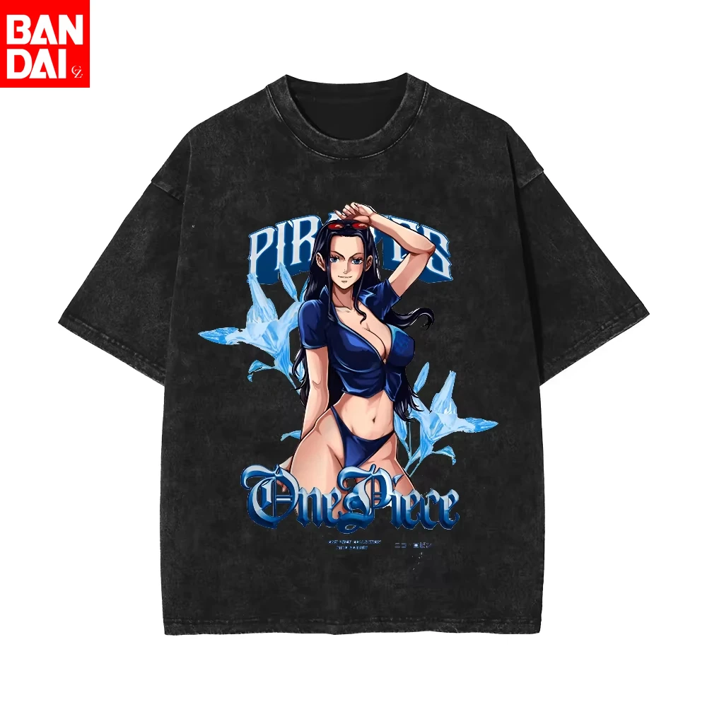 2026 Sommer Neu ONE PIECE Sauron Themen Retro Washed T-Shirt Locker geschnittenes Anime Streetwear Shirt für Herren und Damen – Wohnaccessoires