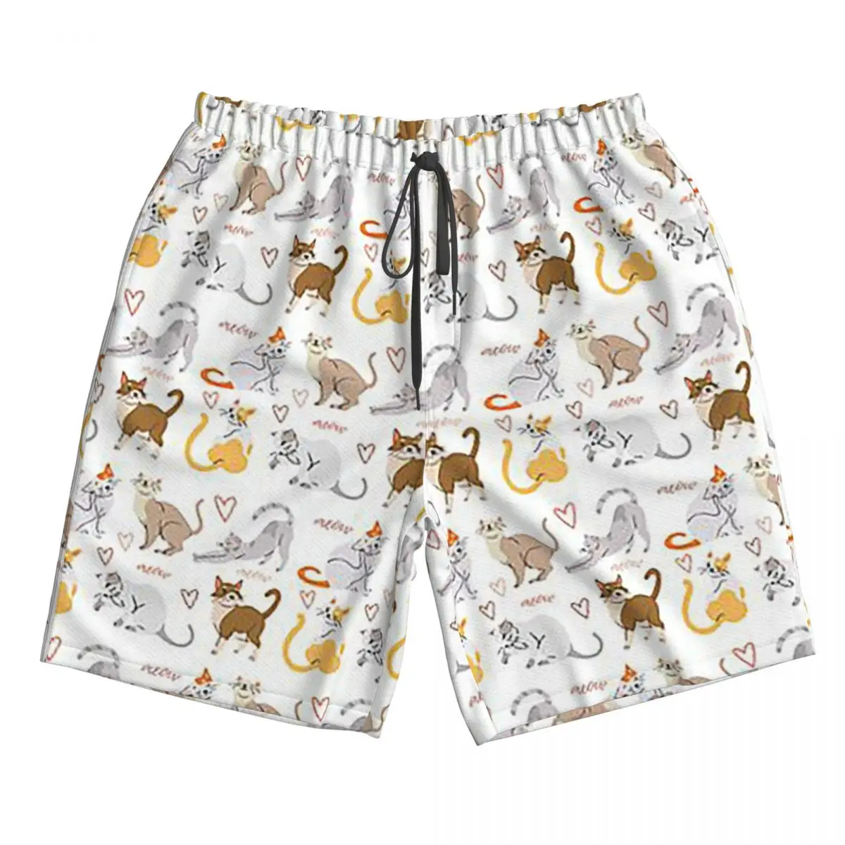 

Gray Ginger And Siamese Kittens Cats Trunks Beach Board Shorts Casual Quick Dry Swim Summer Men Pants