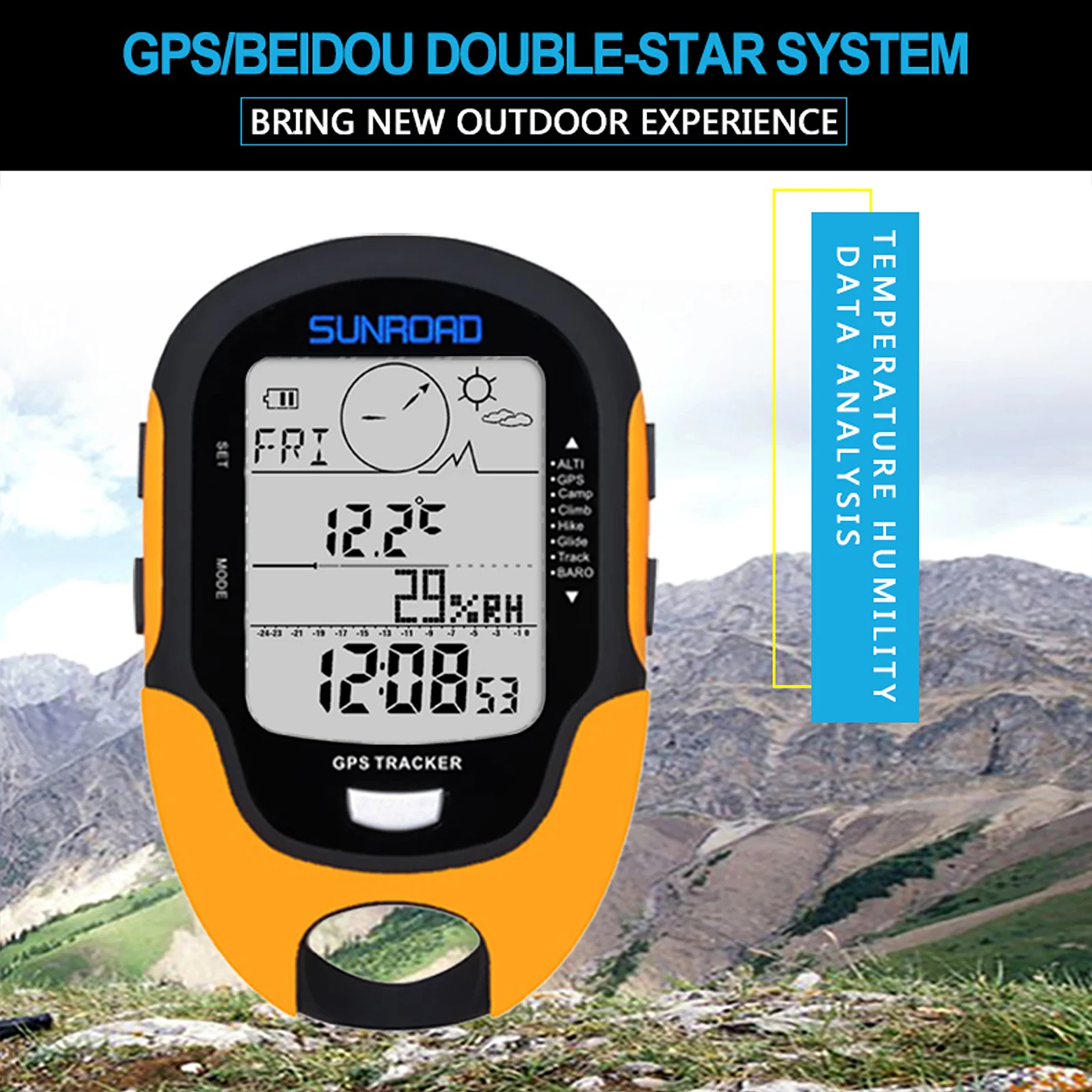 FR510 Electronic Barometer Thermometer with LED Torch IPX4 Waterproof Sports Meter with Lanyard for Hiking Camping Fishing - view 2