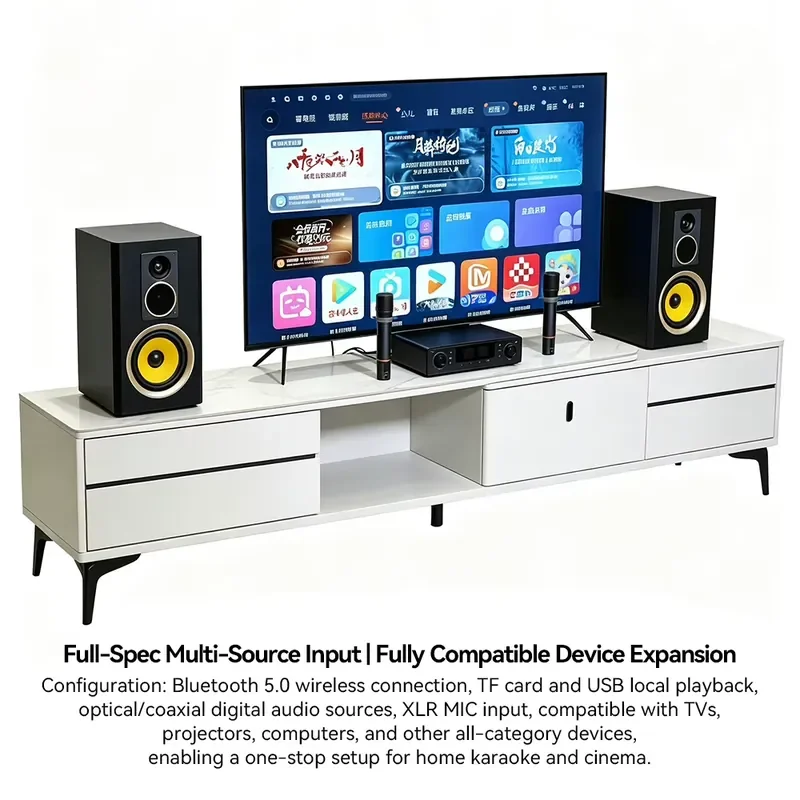 Home Karaoke System 3 Way HiFi Bookshelf Wireless Speakers, 300W High Power Digital Amplifier Module with Wireless