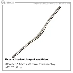 Titanium Alloy Rise Bar for MTB, Swallow-shaped Handlebar, Cycling Parts, 31.8*680-720mm